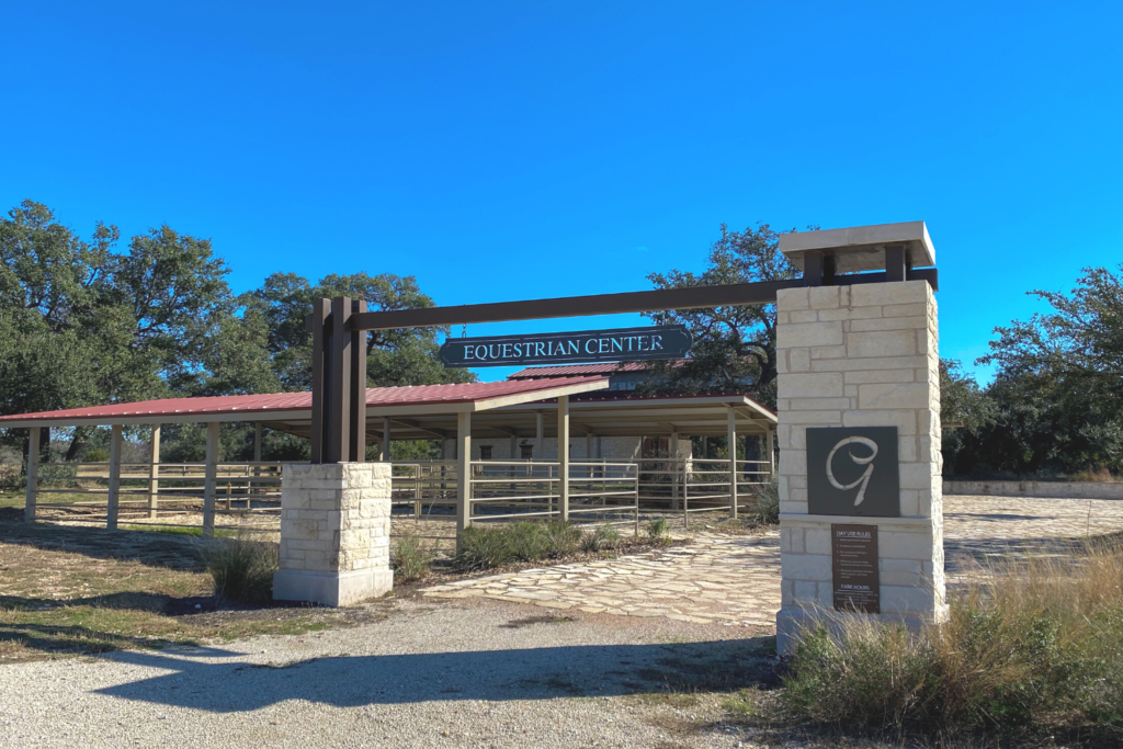 Entrance monument at the Equestrian Center at Garey Park in Georgetown, TX